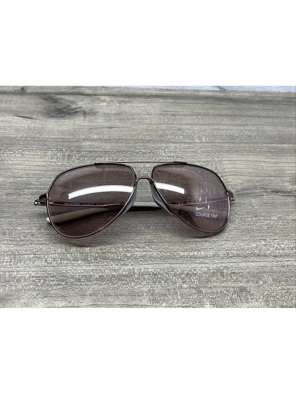 Nike Outrider E EV1086 220 Sunglasses Walnut Gold Bronze Frame Nike Course NWOT